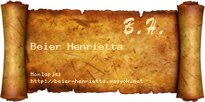 Beier Henrietta névjegykártya